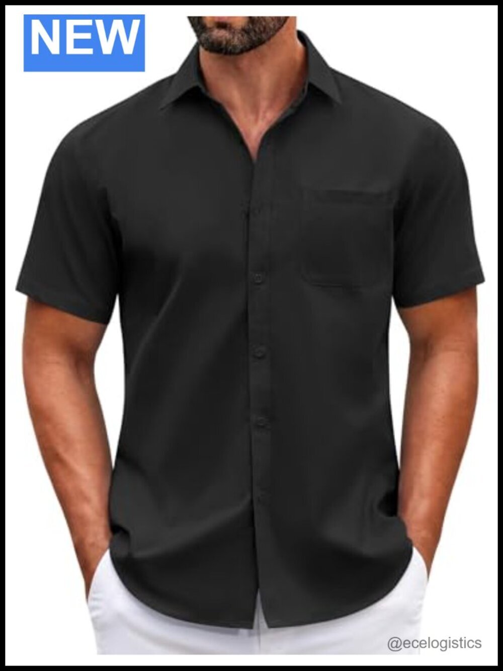 Men's Short Sleeve Casual Button Down Shirt with Pocket Summer Lightweight